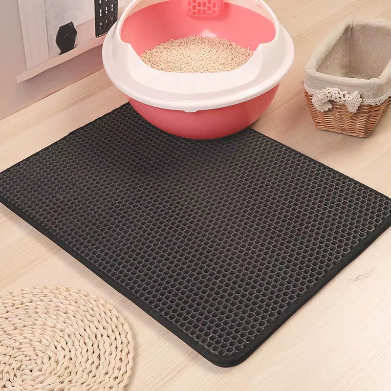 Waterproof Pet Cat Litter Mat Foldable EVA Double-Layer Cats Mat Bottom Non-Slip Pet Litter Cat Mat Layer Pet Litter Catcher Mat