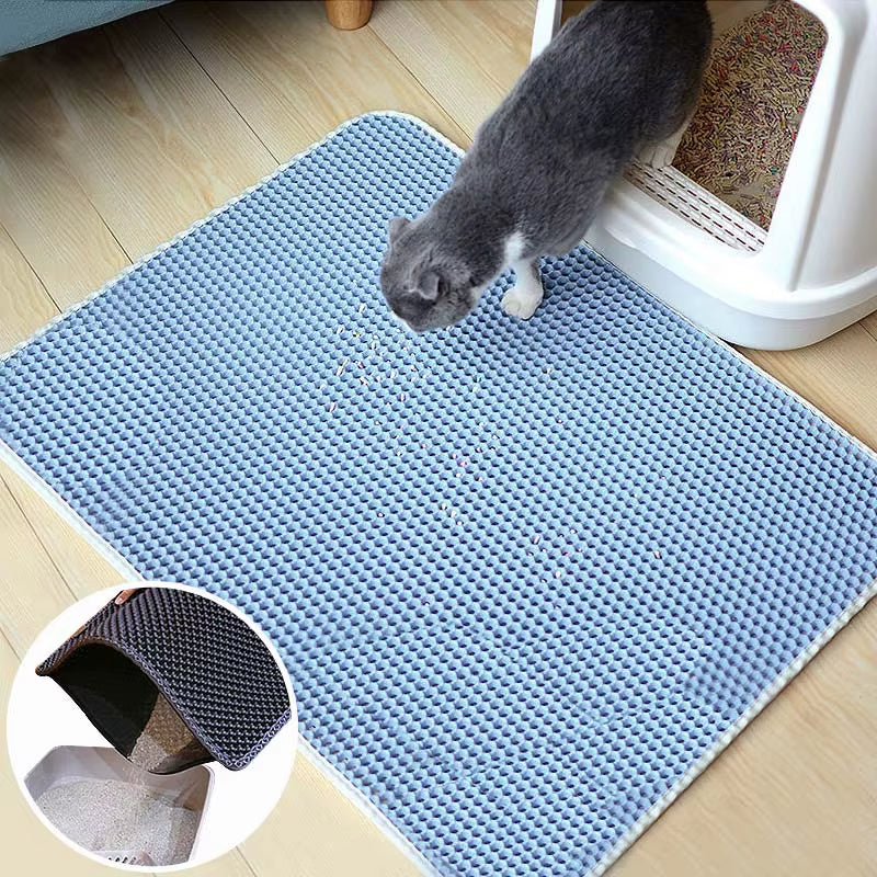 Waterproof Pet Cat Litter Mat Foldable EVA Double-Layer Cats Mat Bottom Non-Slip Pet Litter Cat Mat Layer Pet Litter Catcher Mat