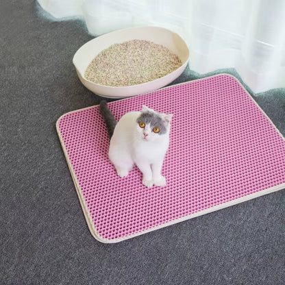 Waterproof Pet Cat Litter Mat Foldable EVA Double-Layer Cats Mat Bottom Non-Slip Pet Litter Cat Mat Layer Pet Litter Catcher Mat