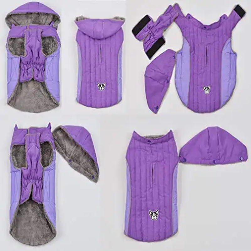 AIDA PET Dog Coat with Warm Detachable Hat Dog Thick Jacket Hoodie Reflective Sweater Clothing Outfits