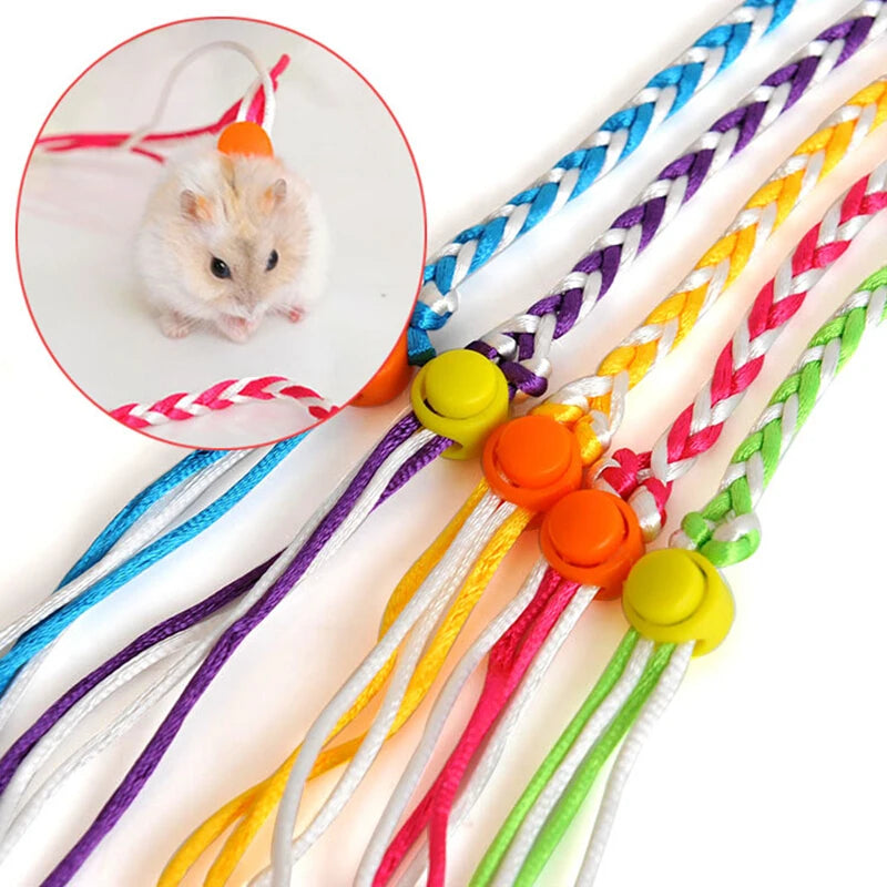 1.4M 2.0M Adjustable Pet Hamster Leash Harness Rope Gerbil Cotton Rope Harness Lead Collar for Rat Mouse Hamster Pet Cage Leash
