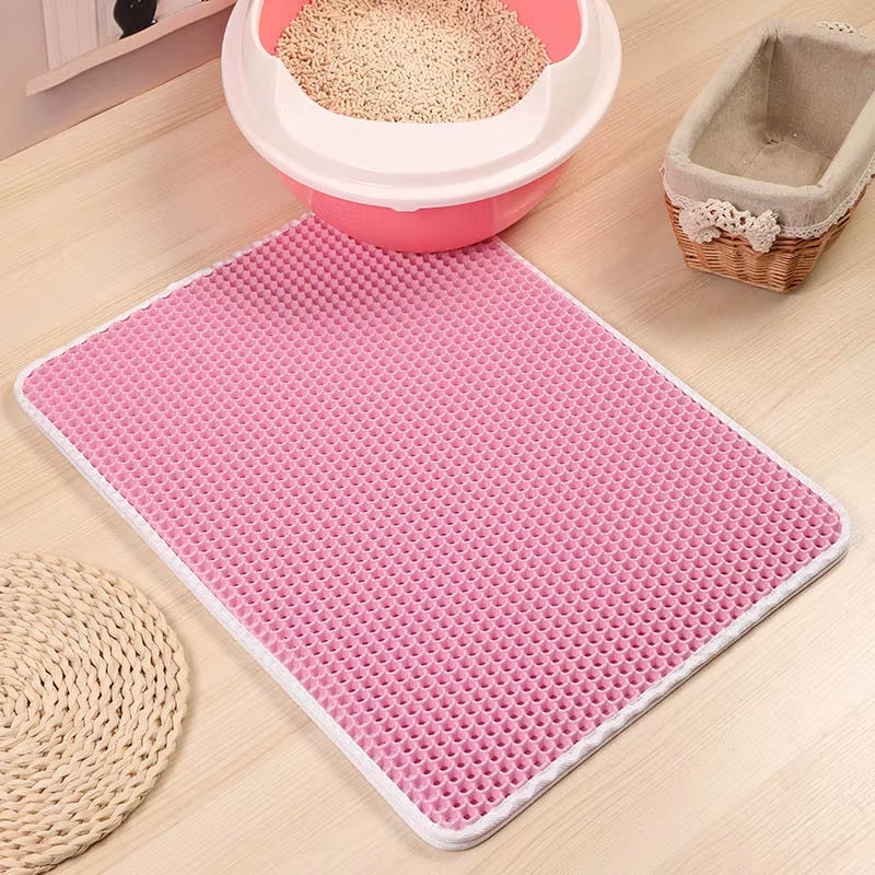 Waterproof Pet Cat Litter Mat Foldable EVA Double-Layer Cats Mat Bottom Non-Slip Pet Litter Cat Mat Layer Pet Litter Catcher Mat